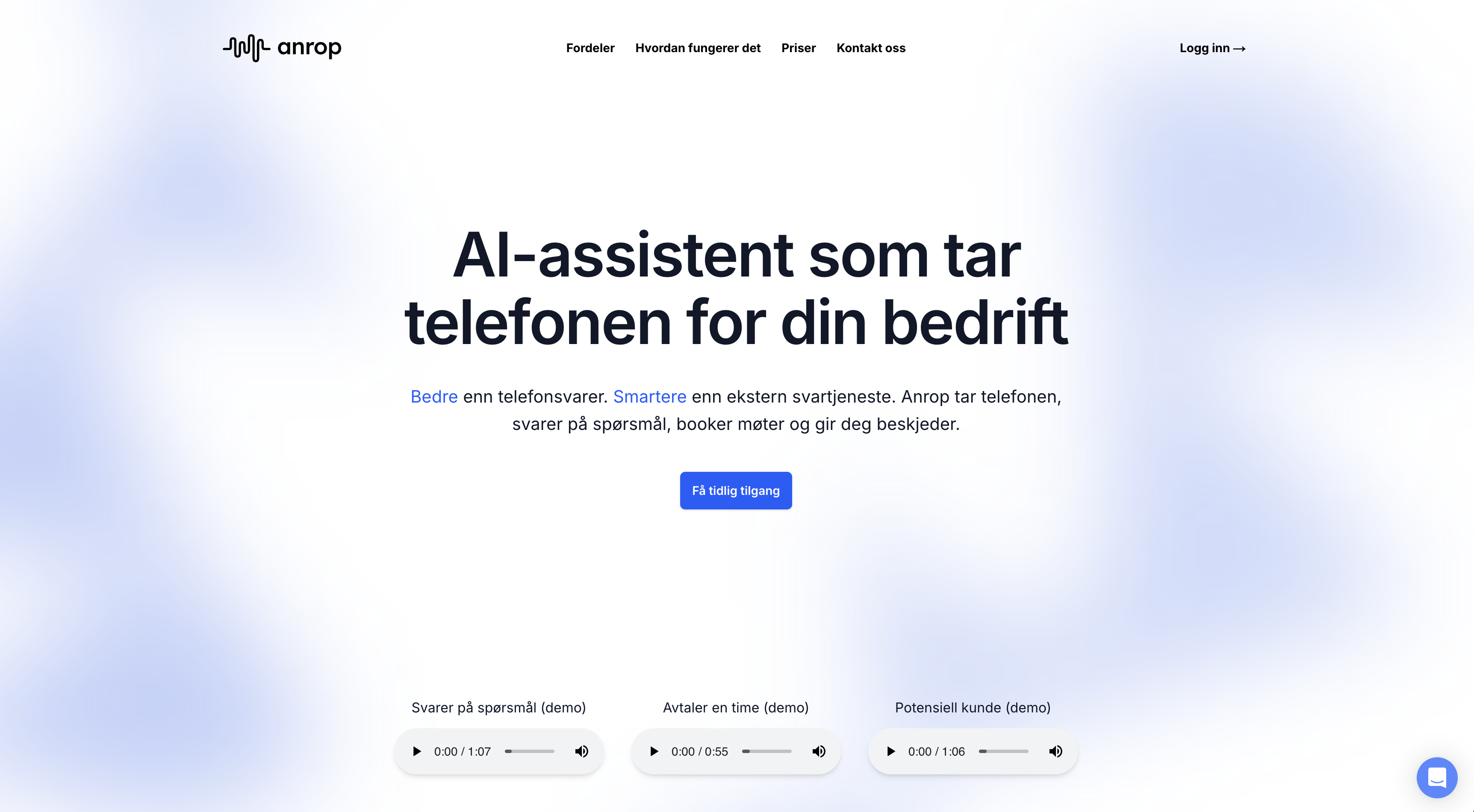 Anrop dashboard — agent voice and tone settings